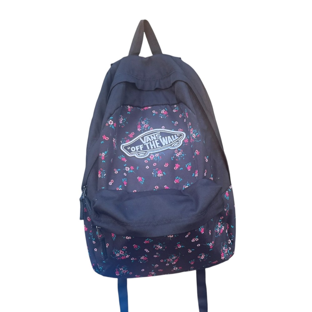 Vans Realm Backpack Black Floral Print Off The Wall School Bag Canvas